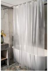 Штора для ванной Santrek Home 180х180 PEVA MS1019 с кольцами, 3D прозрачный