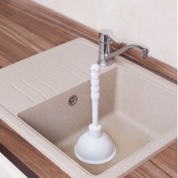 Вантуз конический d136мм, с пластмассовой ручкой 219мм, белый