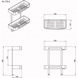 Полка прямоугольная двухэтажная, черный матовый AZARIO ALTRE