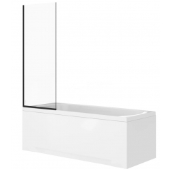 Шторка на ванну DIWO Анапа неподвижная, 70х140, профиль черный матовый, прозрачное стекло