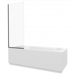 Шторка на ванну DIWO Анапа неподвижная, 60х140, профиль черный матовый, прозрачное стекло