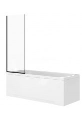 Шторка на ванну DIWO Анапа неподвижная, 70х140, профиль черный матовый, прозрачное стекло