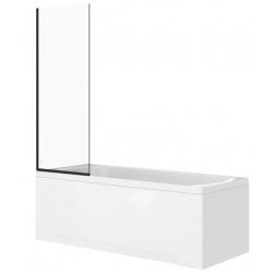 Шторка на ванну DIWO Анапа неподвижная, 70х140, профиль черный матовый, прозрачное стекло