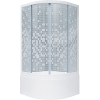 Душевой уголок Triton Стандарт Мозаика 90х90 Б четверть круга, глубокий поддон, белый (5мест+сифон)