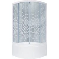 Душевой уголок Triton Стандарт Мозаика 90х90 Б четверть круга, глубокий поддон, белый (5мест+сифон)