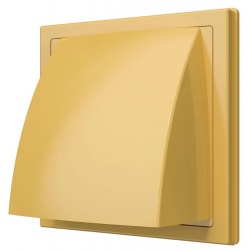 Стенной выход 150х150мм Era КФВ фланец Ø125мм, обратный клапан, сетка, ASA-пластик, бежевый