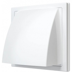 Стенной выход 150х150мм Era КФВ фланец Ø125мм, обратный клапан, сетка, ASA-пластик, белый