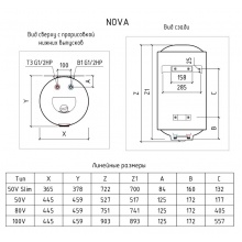 Водонагреватель THERMEX Nova 100 V, 100л