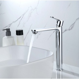 Смеситель для раковины Aquatek Альфа AQ1910CR, однорычажный, высокий излив, хром