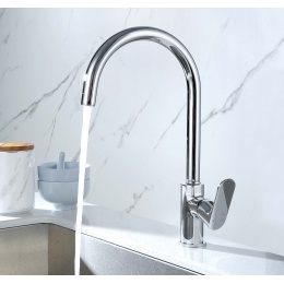 Смеситель для кухни Aquatek Альфа AQ1982CR, высокий излив, однорычажный, хром