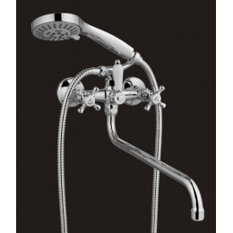 Смеситель для ванны Elghansa 2731563 двухвентильный, длинный излив, душевой комплект, хром