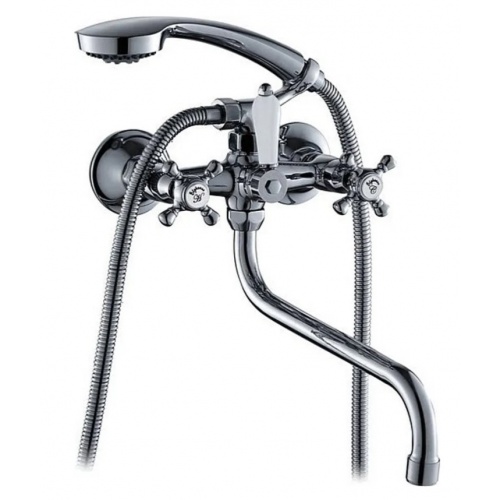 Смеситель для ванны Elghansa 2731563 двухвентильный, длинный излив, душевой комплект, хром купить в интернет магазине Санрай73