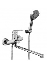 Смеситель для ванны Elghansa WIEDEN NEW 53715099 однорычажный, длинный излив, душевой комплект, хром