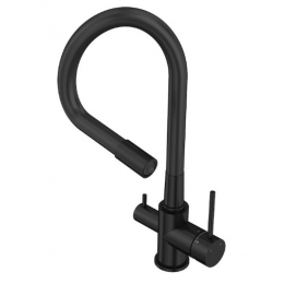 Смеситель для кухни Elghansa KITCHEN Pure Water 56F5216-Black выход для фильтра, гибкий излив черный