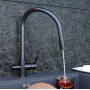 Смеситель для кухни Elghansa KITCHEN Pure Water 56F5216-Black выход для фильтра, гибкий излив черный
