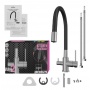 Смеситель для кухни Elghansa KITCHEN Pure Water 56F5216-Steel выход для фильтра, гибкий излив хром/ч