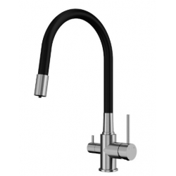 Смеситель для кухни Elghansa KITCHEN Pure Water 56F5216-Steel выход для фильтра, гибкий излив хром/ч