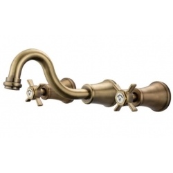 Смеситель для умывальника Elghansa PRAKTIC BRONZE двухвентильный, на борт столешницы