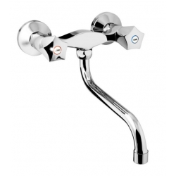 Смеситель для кухни ESKO Moscow MS02 настенный, двухвентильный, нижний поворотный S-излив