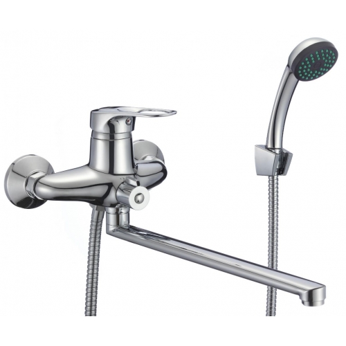 Смеситель для ванны Fmark FM2204, однорычажный, длинный излив, ручной душ, хром купить в интернет магазине Санрай73