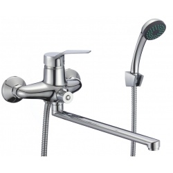 Смеситель для ванны Fmark FM2263, однорычажный, длинный излив, ручной душ, хром