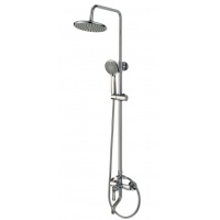 Душевая стойка Fmark FM2401, однорычажная, излив, тропический душ, лейка, штанга, хром