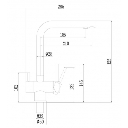 Смеситель для кухни Fmark, с выходом для фильтра, высокий Г-излив, графит