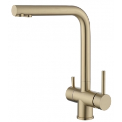 Смеситель для кухни Fmark, с выходом для фильтра, высокий Г-излив, золото