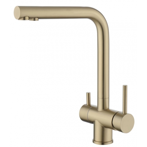 Смеситель для кухни Fmark, с выходом для фильтра, высокий Г-излив, золото купить в интернет магазине Санрай73