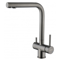 Смеситель для кухни Fmark, с выходом для фильтра, высокий Г-излив, графит