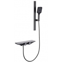 Смеситель для ванны Fmark FS24Q-03, вентильный, излив, ручной душ, графит