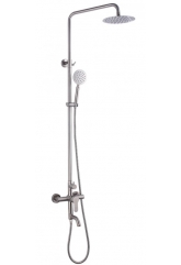 Душевая стойка Fmark FS8245, однорычажная, излив, тропический душ, лейка, штанга, хром