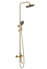 Душевая стойка Fmark FS8245C, однорычажная, излив, тропический душ, лейка, штанга, бронза