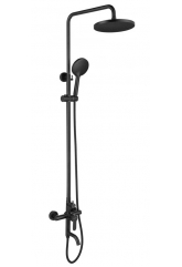 Душевая стойка Fmark FS8245H, однорычажная, излив, тропический душ, лейка, штанга, черный