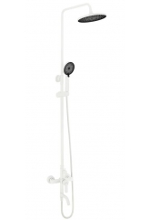 Душевая стойка Fmark FS8245W, однорычажная, излив, тропический душ, лейка, штанга, белый