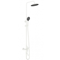 Душевая стойка Fmark FS8245W, однорычажная, излив, тропический душ, лейка, штанга, белый