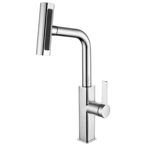 Смеситель для кухни Fmark FS8266A, высокий выдвижной излив, однорычажный, хром купить в интернет магазине Санрай73