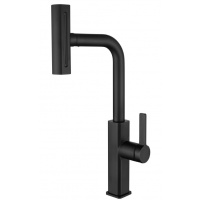 Смеситель для кухни Fmark FS8266H, высокий выдвижной излив, однорычажный, черный