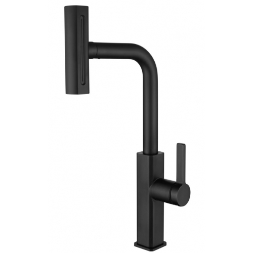 Смеситель для кухни Fmark FS8266H, высокий выдвижной излив, однорычажный, черный купить в интернет магазине Санрай73