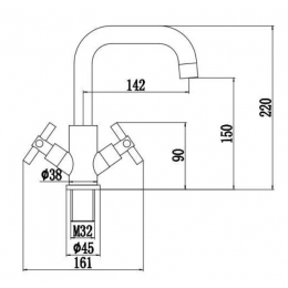 Смеситель для кухни Fmark FS8402, поворотный излив, двухвентильный, сатин