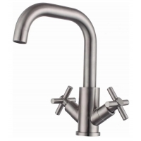 Смеситель для кухни Fmark FS8402, поворотный излив, двухвентильный, сатин