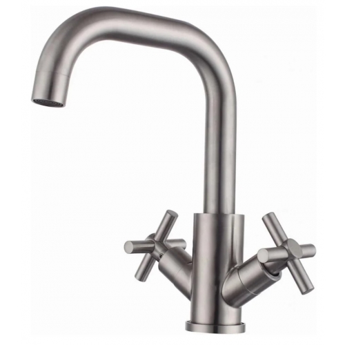 Смеситель для кухни Fmark FS8402, поворотный излив, двухвентильный, сатин купить в интернет магазине Санрай73