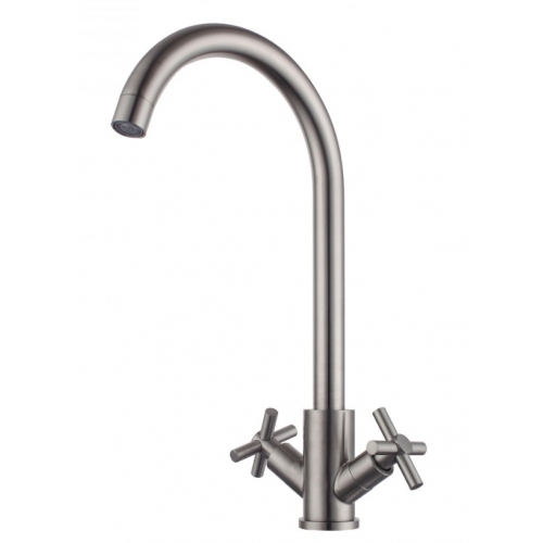 Смеситель для кухни Fmark FS8432, высокий излив, двухвентильный, сатин купить в интернет магазине Санрай73