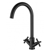 Смеситель для кухни Fmark FS8432H, высокий излив, двухвентильный, черный