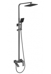 Душевая стойка Fmark FS8645-1Q, однорычажная, излив, тропический душ, лейка, штанга, графит