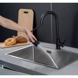 Смеситель для кухни Frap 60991-6, однорычажный, выдвижная лейка, черный