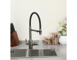 Смеситель для кухни Frap с подключением питьевого фильтра, гибкий излив, оружейная сталь/черный