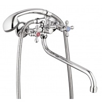 Смеситель для ванны G-Lauff JMX7-A605, с ручной лейкой, двухвентильный, длинный излив