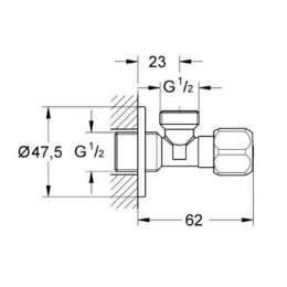 Вентиль угловой 1/2" Grohe универсальный, хром