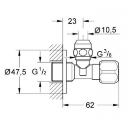 Вентиль угловой 1/2"-3/8" Grohe для подключения смесителей, хром